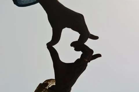 A Man and Woman Posing hands Like Heart Shape. Stock Photos