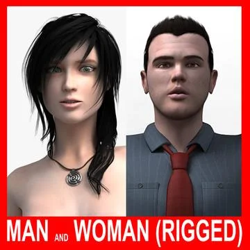 Man and Woman (Rigged) 3D Model
