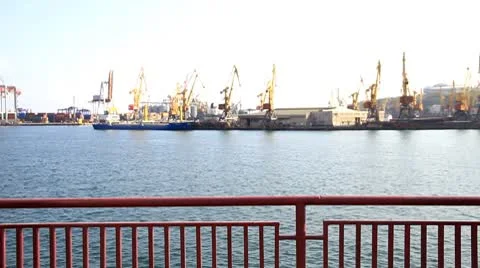 Man and woman shake to each other hands in port Stock Footage 8912341