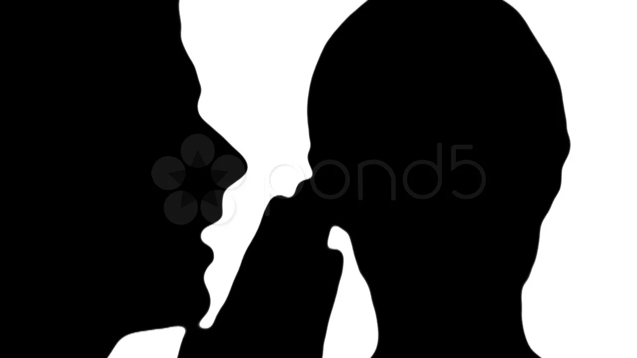people whispering to each other black and white