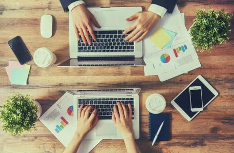 Man and woman working Stock Photos