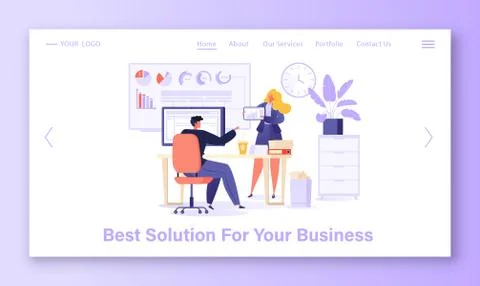 Man and woman working together Stock Illustration