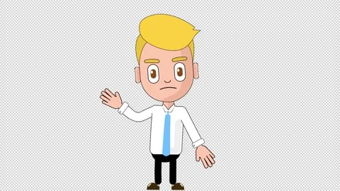 Man Angry Animation Character Loop Alpha Stock Footage 218315828