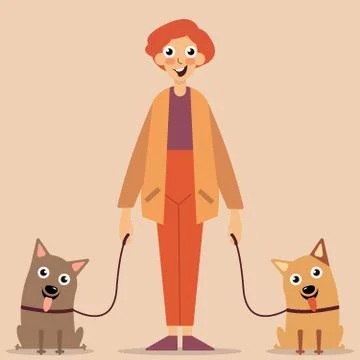 Man with animals vector Stock Illustration