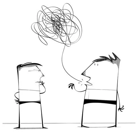Man to another talking in scribble speak Stock Illustration