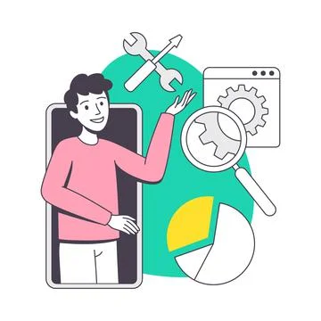 Man App Dev Professional Developing Software Application for Mobile Device Stockillustratie