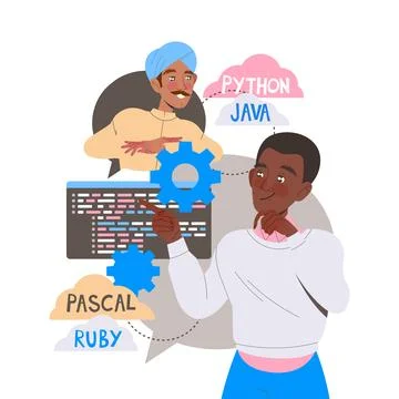 Man App Dev Professional Developing and Coding Software Application for Mobile Stock Illustration