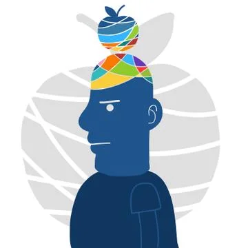 Man with Apple abstract art Stock Illustration