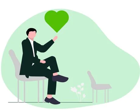 Man appreciate with heart flat Illustrazione stock