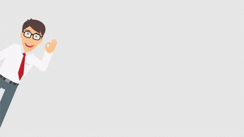 Man with an approving gesture. Animation is all ok. Cartoon Stock Footage 244364926