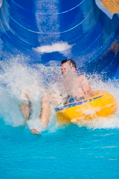 Man at aqua park Stock Photos