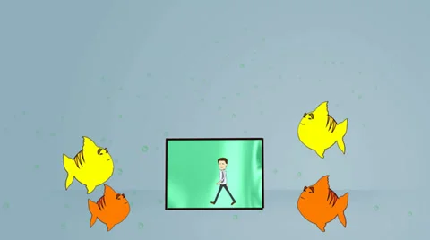 Man in Aquarium (Version 1):  Looping Video stock 34193482