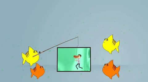 Man in Aquarium (Version 2):  Looping Video stock 34193478