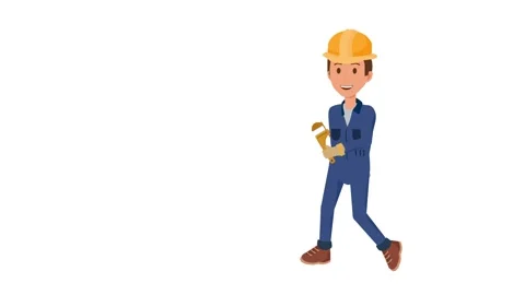 Man architect character walk. Side view 2d Animation. Video stock 281507653