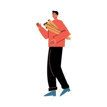 Man architect holding rolls of working project blueprints in hands Illustrazione stock