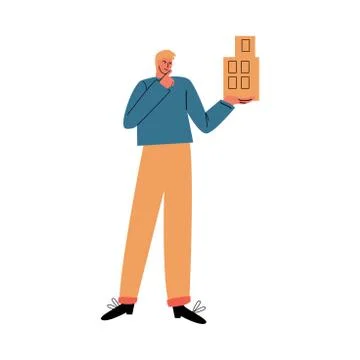 Man architect standing and holding future building example in hand Ilustración de archivo