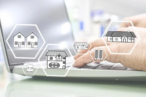 Man architect using a laptop Computers to design and calculate the construc.. Stock Photos