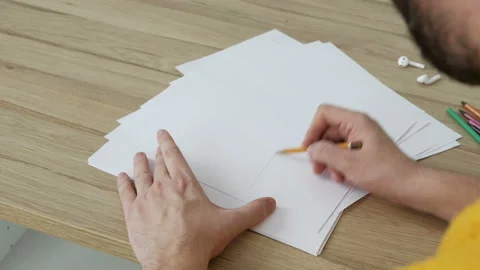 Man architect at work in office, working on new project. Stock Footage 85671684