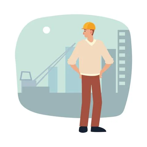 Man architect in working place, professional in architectural Illustrazione stock