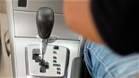 Man are driving Automatic gear in car. Stock Footage 95445173