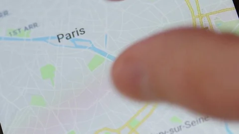 Man are using electronic maps in his smartphone Stock Footage 85352051