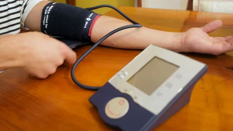 Man arm on table for measuring blood pressure heart Health care,Hypertension Stock Footage 137760044