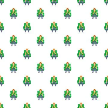Man in armchair pattern on white background for design Stock Illustration