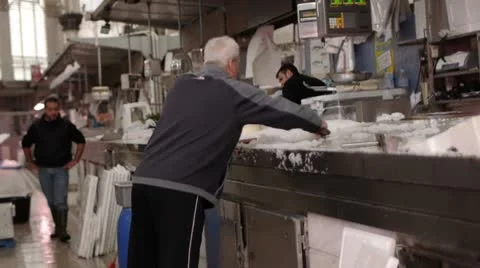 Man Arranges Ice Stock Footage 8856982