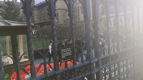 Man arrested after breaching gates of Houses of Parliament Stock-Footage 105831980