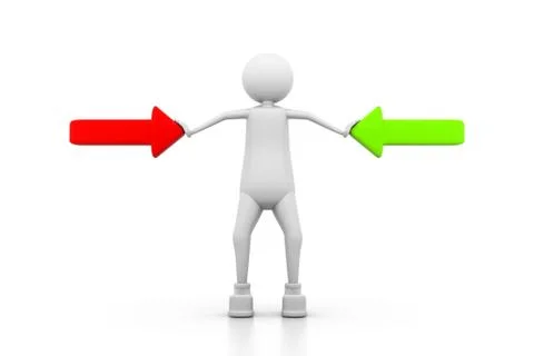 Man with arrows. choice concept Stock Illustration