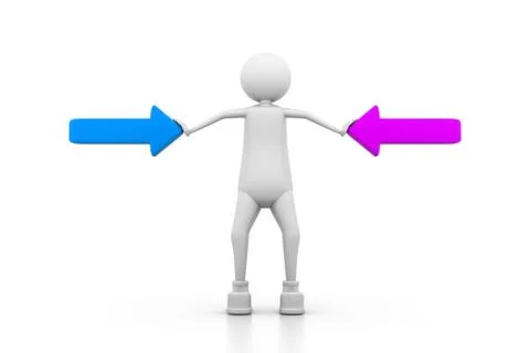 Man with arrows. choice concept Stock Illustration