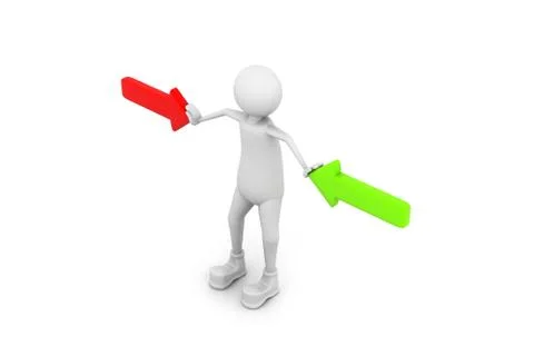 Man with arrows. choice concept Stock Illustration