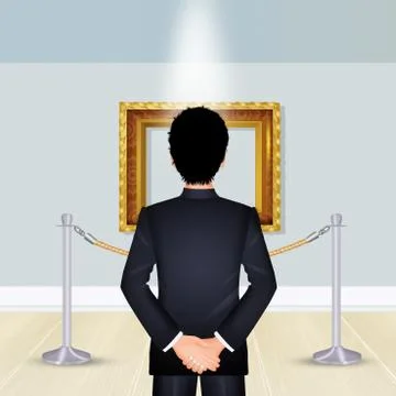 Man in art gallery Stock Illustration