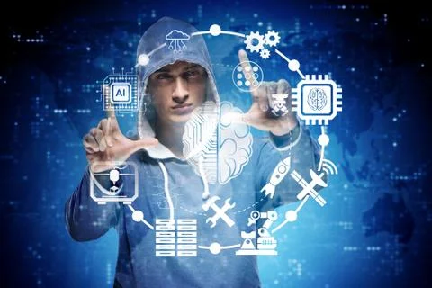 Man in artificial intelligence concept 写真素材