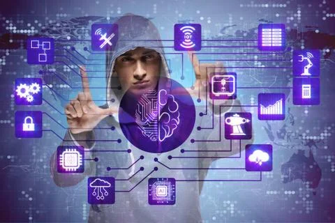 Man in artificial intelligence concept 스톡 사진