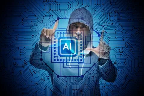 Man in artificial intelligence concept 库存照片