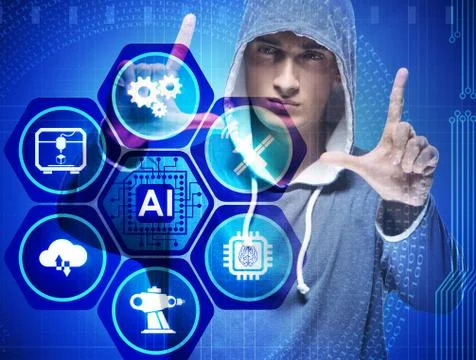 Man in artificial intelligence concept 写真素材