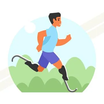 Man-with-artificial-legs-run Stock Illustration