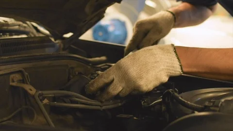 Man asian Checking Inspection period with car Stock Footage 111144282