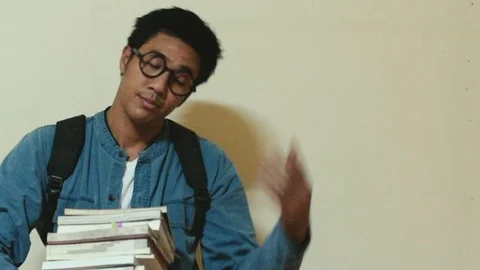 Man asian Overdo reading work without break For education Stock Footage 106321544