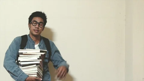 Man asian Overdo reading work without break For education Stock Footage 106321584