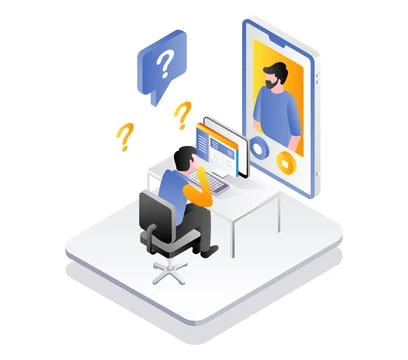 Man asking online with smartphone Stock Illustration