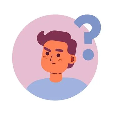 Man asking question semi flat color vector character avatar Stock Illustration