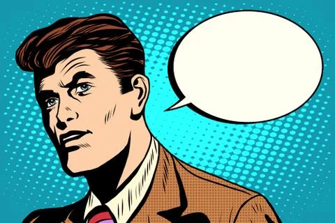 Man asks retro comic bubble Stock Illustration