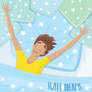 Man asleep in bed Stock Illustration