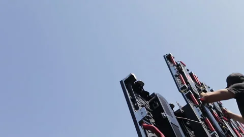 A man assembles LED panel elements Stock Footage 143929134