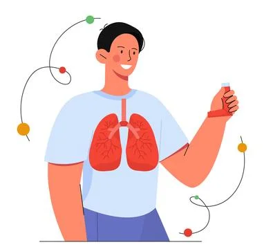 Man with asthma vector concept Stock Illustration