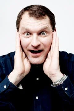 Man with astonished expression Stock Photos
