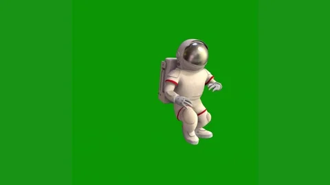 Man astronaut suit is flying through air spacesuit green screen walking Stock Footage 314065004