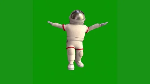 Man astronaut suit green screen is flying through air animated chromakey 库存影片 314065029